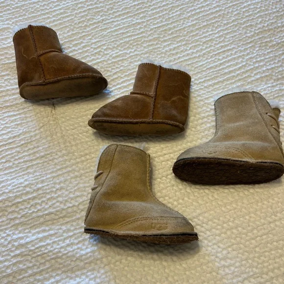 UGG Tan Baby Walker Boots with Cream Lining - Picture 3 of 4